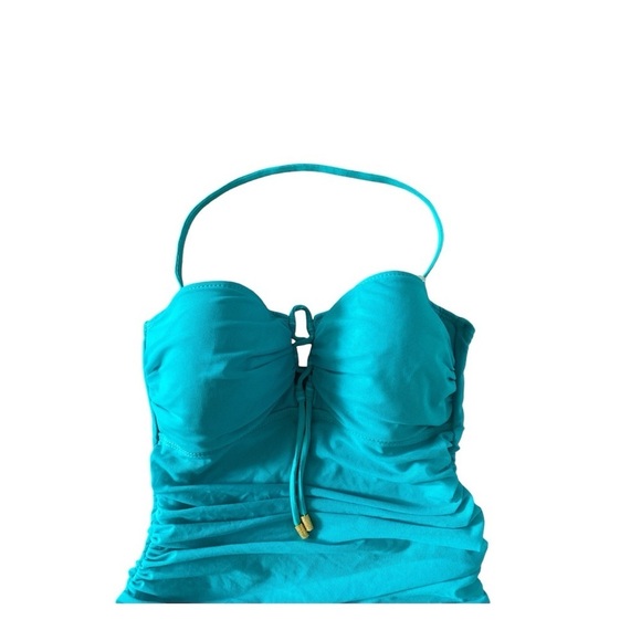 NWT! LAUREN RALPH LAUREN One Piece Ruched Bandeau w/ removable halter strap, 6 - Picture 3 of 7